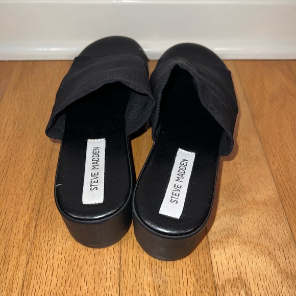 Steve Madden women’s sandals black size 8 platform flatform wide slide strap - Picture 7 of 7